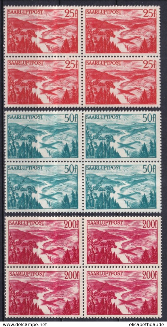 SAAR / SARRE - 1948 POSTE AERIENNE - SERIE YVERT N° 9/11 ** MNH BLOCS  ! - COTE = 212 EUR. - Ongebruikt