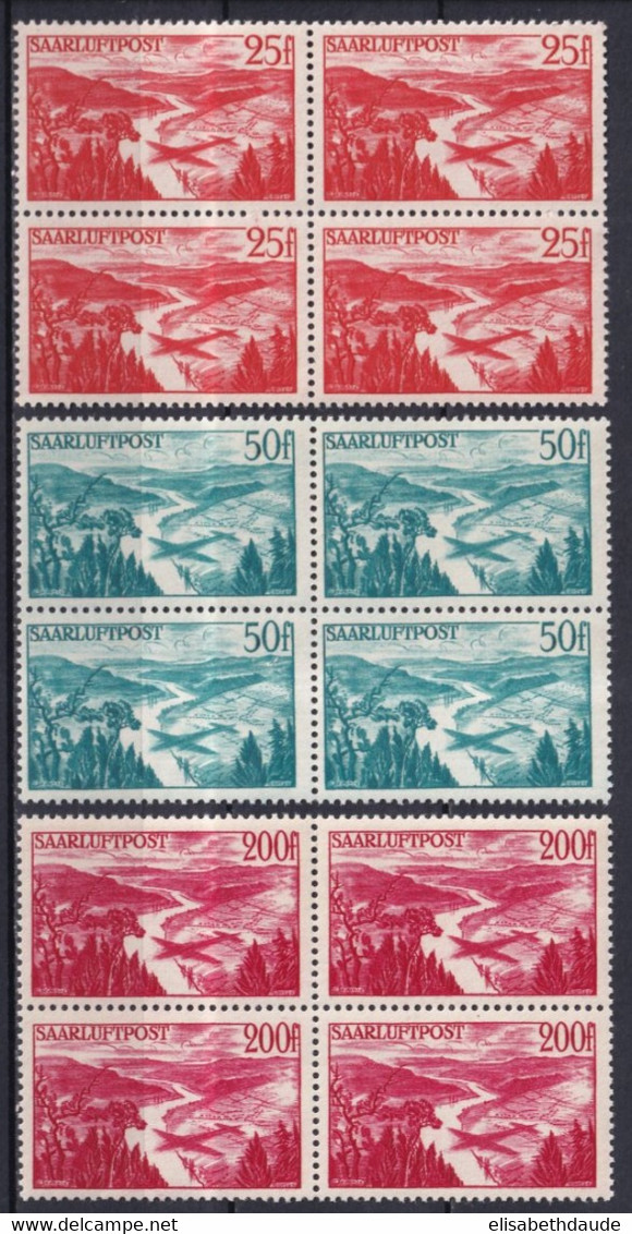 SAAR / SARRE - 1948 POSTE AERIENNE - SERIE YVERT N° 9/11 ** MNH BLOCS  ! - COTE = 212 EUR. - Unused Stamps