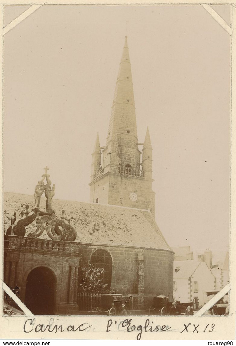 Carnac (Morbihan). L'Église. Automobiles. Bretagne. Circa 1900. - Orte