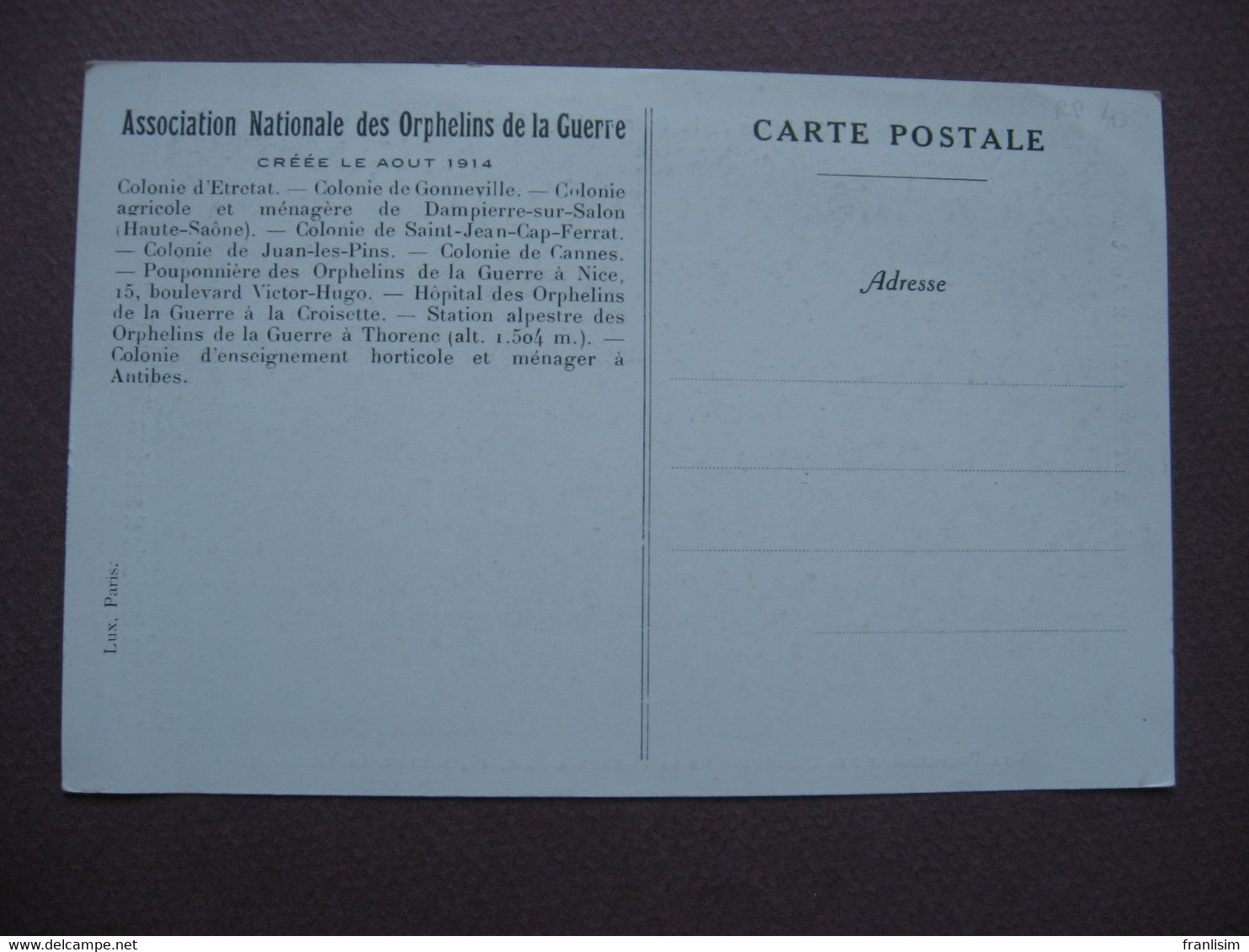 CPA 06 NICE Pouponniere Des  Orphelins De La Guerre  ENFANTS 15 Boulevard Victor Hugo RARE ? ANIMATION Voir Idem CANNES - Health, Hospitals