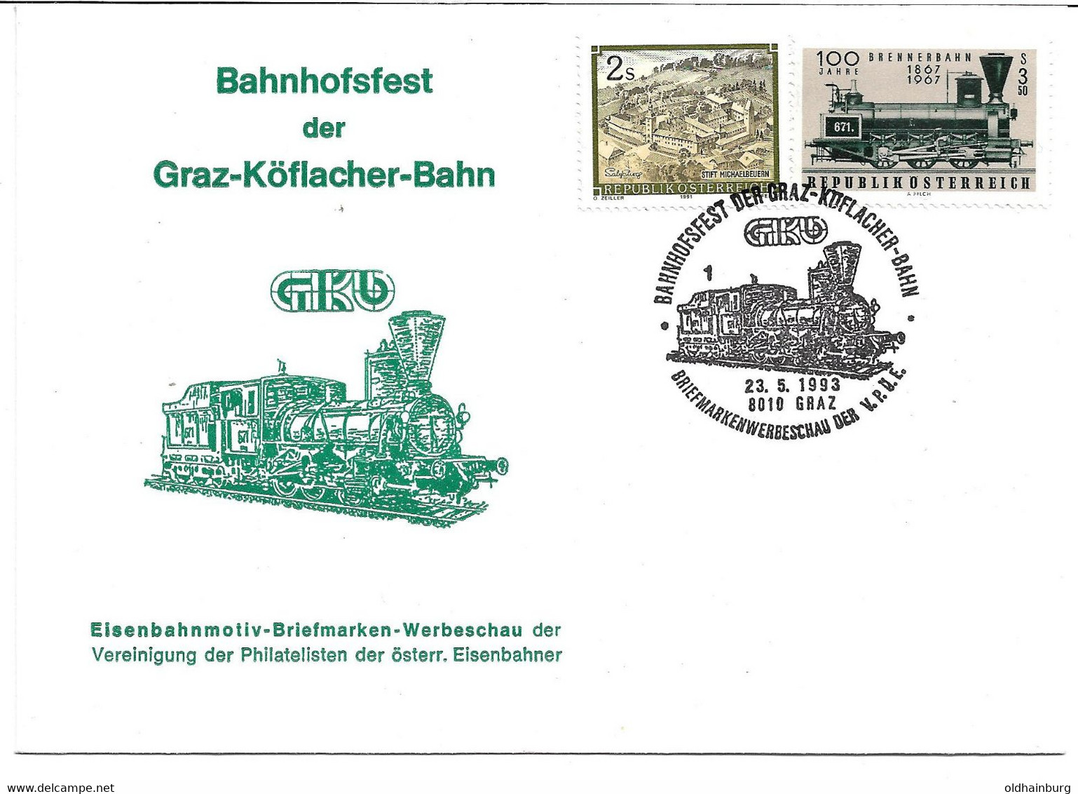 3225p: Heimatbeleg Köflach, Bahnverbindung Nach Graz, Sonderstempel 1993 - Köflach