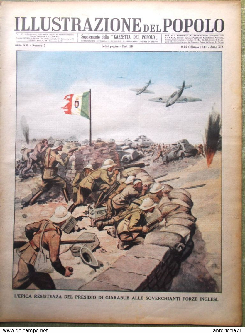Illustrazione Del Popolo 15 Febbraio 1941 WW2 Flotta Aerea Tedesca Giarabub Sole - Oorlog 1939-45