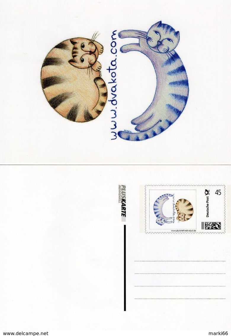 Germany - 2010 - The Two Cats - Www.dvakota.com - Postcard With Printed Stamp (private Issue) - Private Postcards - Mint