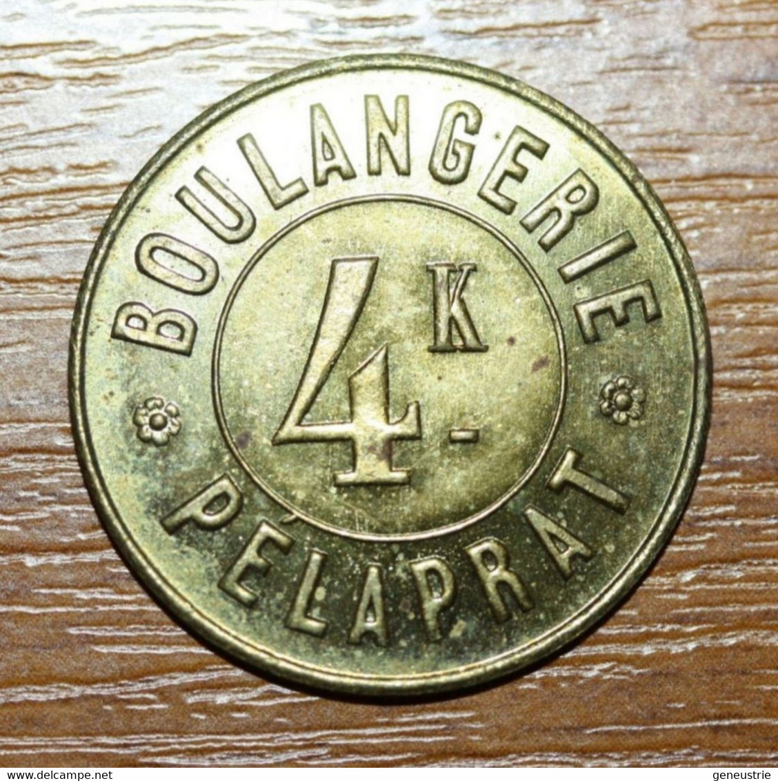 Très Beau Jeton De Nécessité "4k (de Pain) Boulangerie Pélaprat" French Emergency Token - Monétaires / De Nécessité