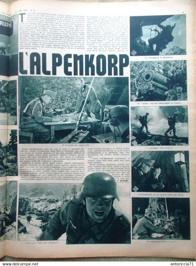 Illustrazione Del Popolo 19 Aprile 1941 WW2 Alpenkorps Bonanno Taormina Lepanto - War 1939-45