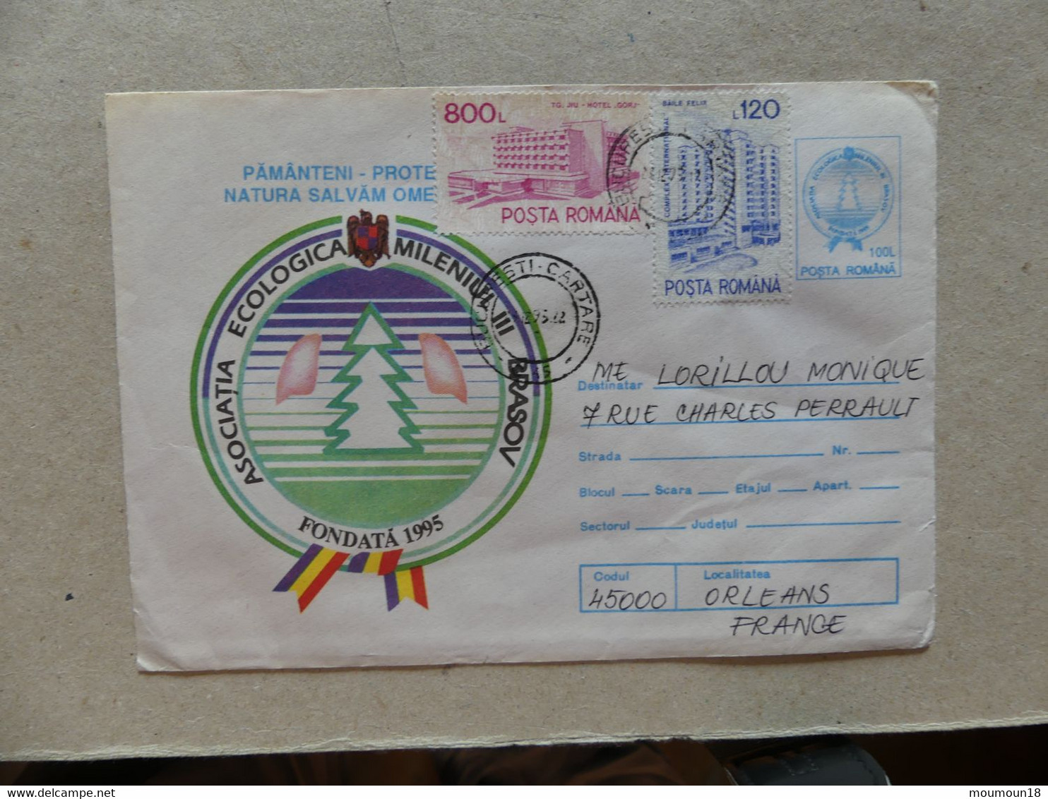 Enveloppe Roumanie 1995 Associata Ecologica Mileniul III Brasov - Postmark Collection