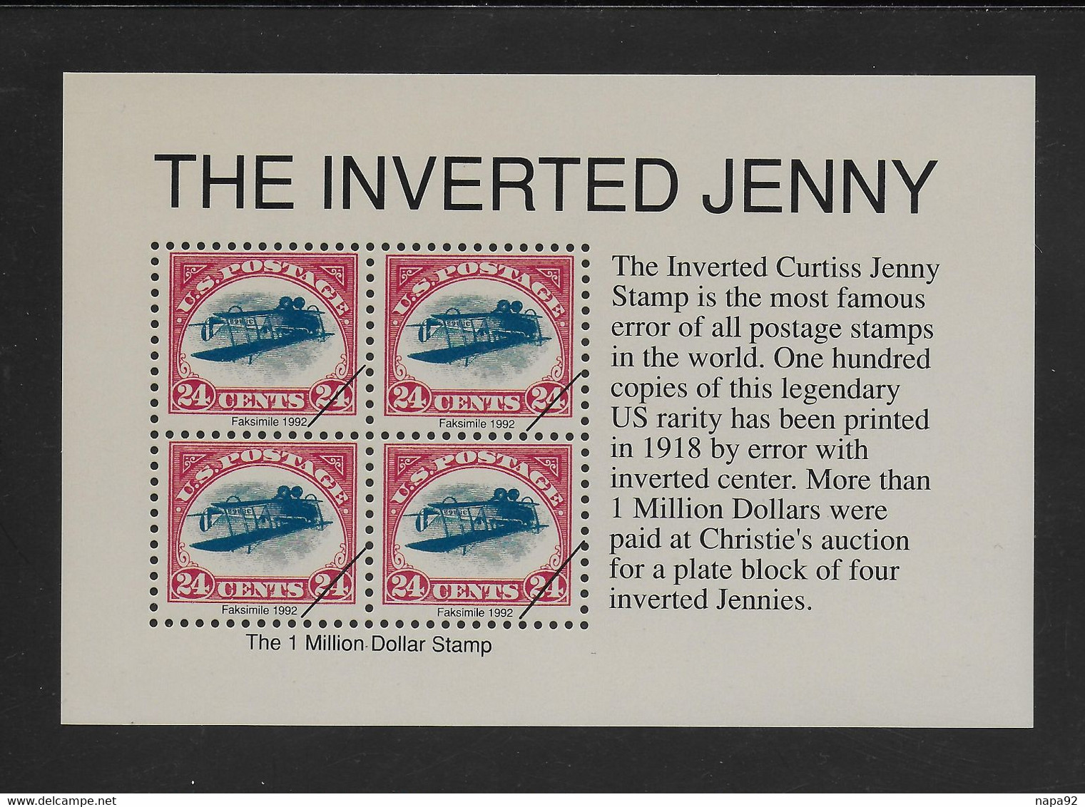 ETATS-UNIS 1918 - INVERTED JENNY - COPIE/FAUX - Non Classificati