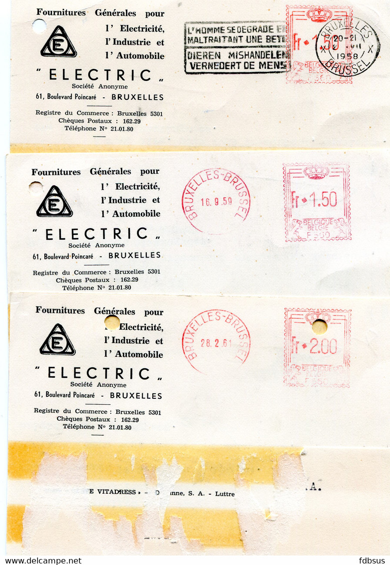 3 Kaarten ELECTRIC S.A.  Bruxelles 17 - Fourniture Pour Industrie, Automobile - ...-1959