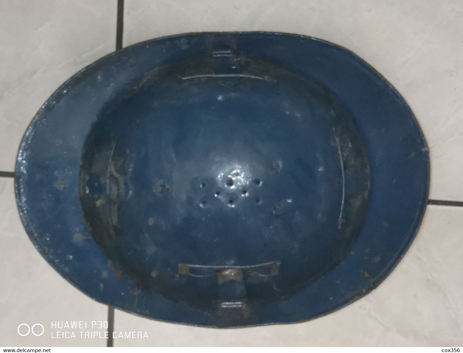 Casque Adrian  Bleu 1915  Dans Son Jus - Casques & Coiffures