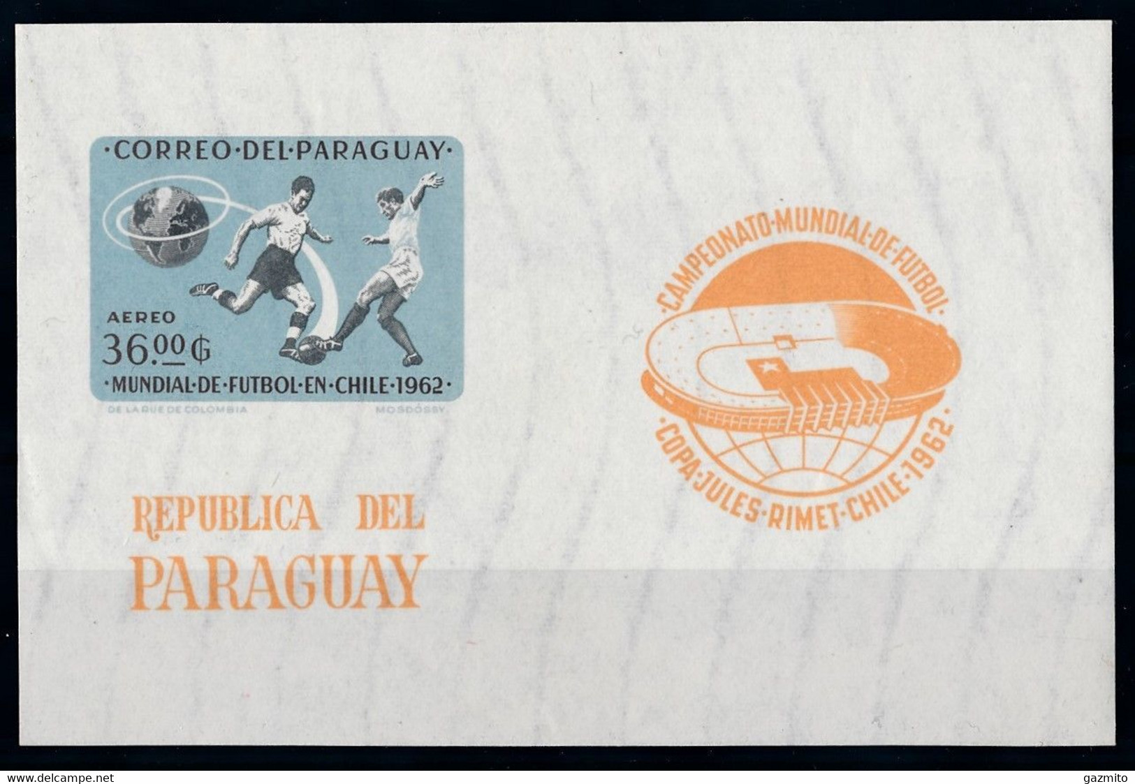 Paraguay 1962, Football World Cup In Chile, BF IMPERFORATED - 1962 – Chile