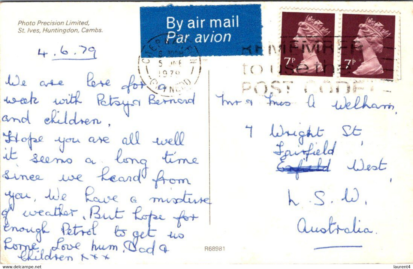 (4 H 1) UK Postcard (posted To Australia 1979) St Ives - St.Ives
