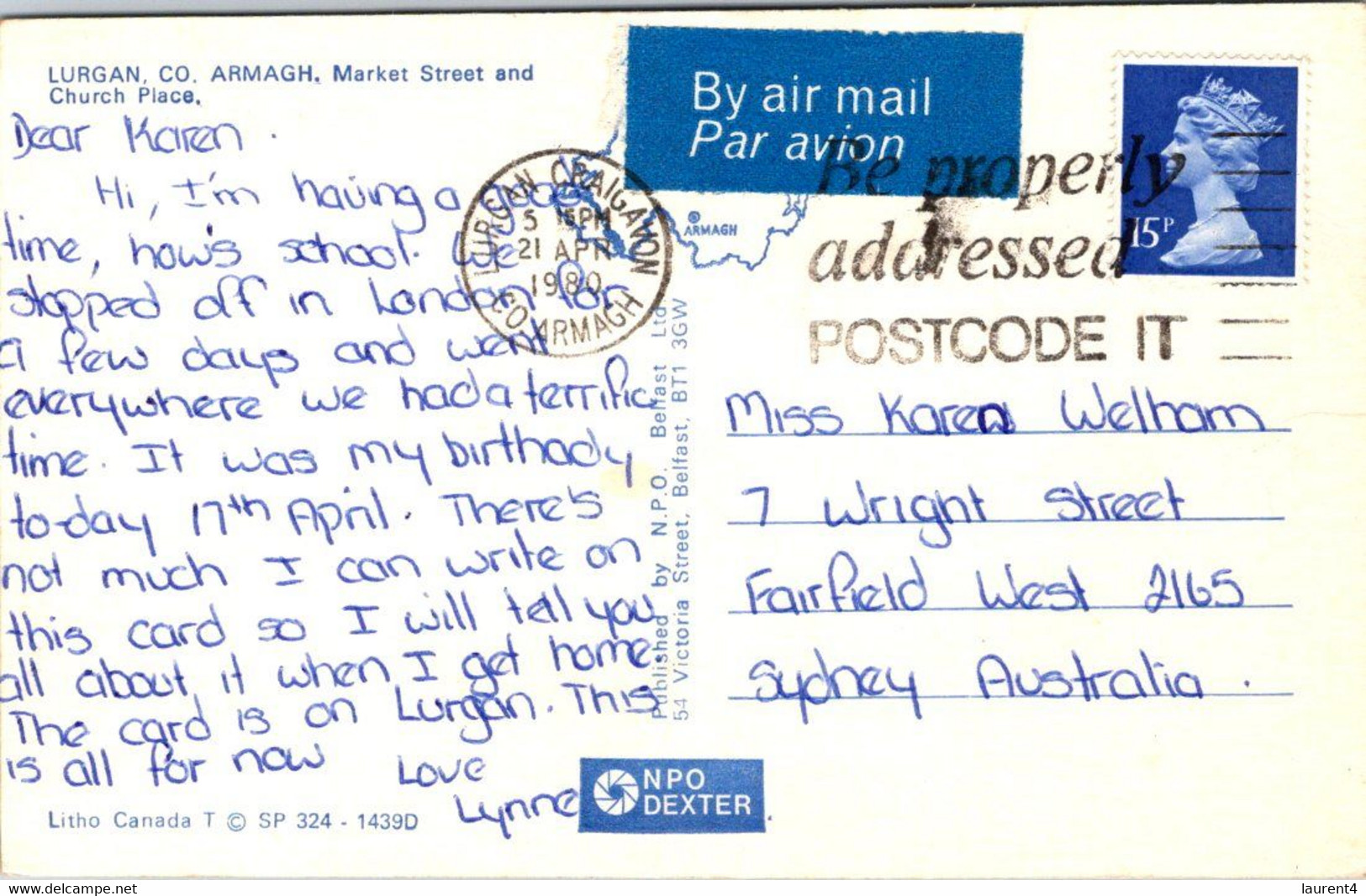 (4 H 1) UK Postcard (posted To Australia 1980) Armagh - Armagh