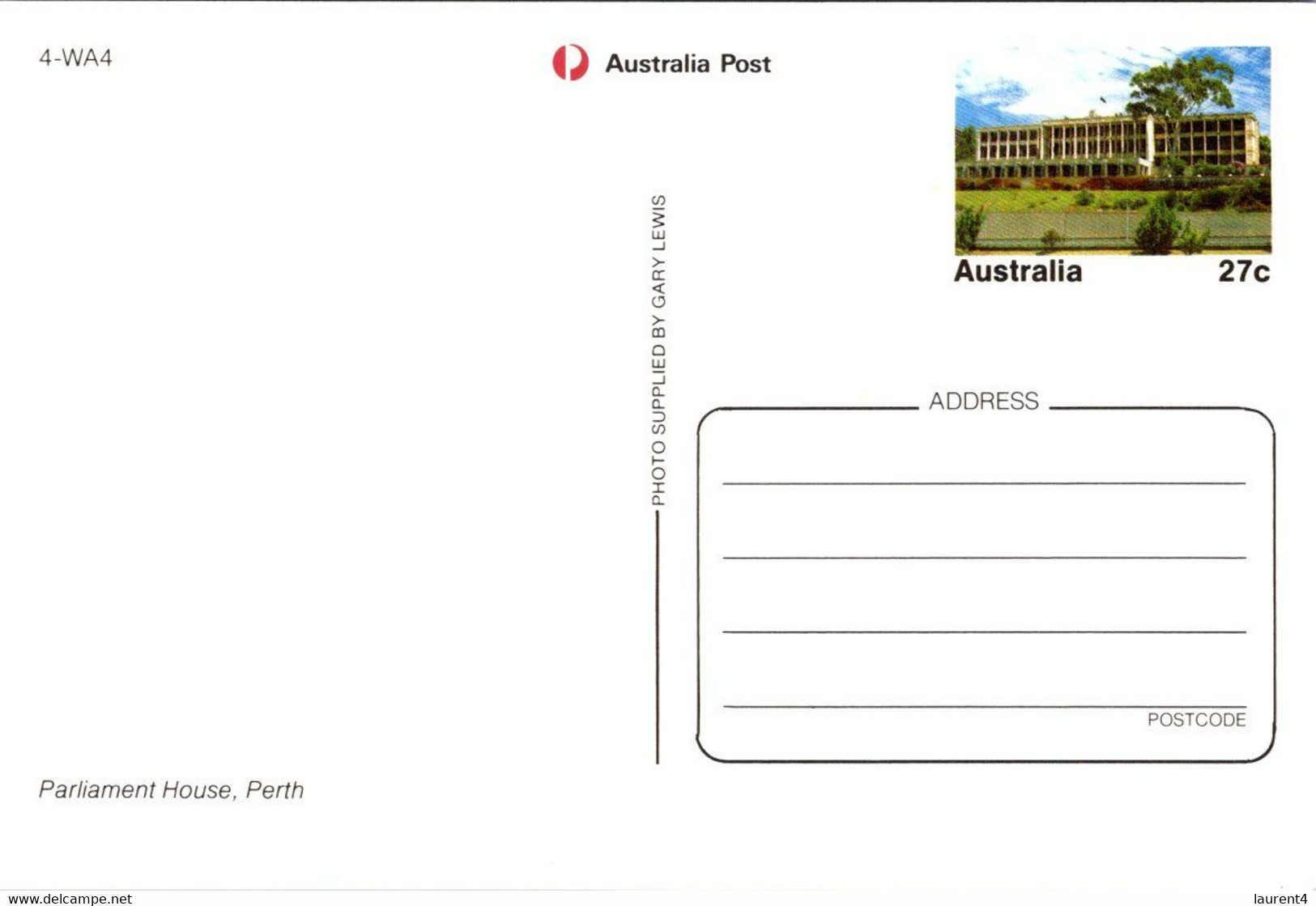 (4 H 5) 2 Postcards - Australia (pre-paid Postcard) Perth - Perth