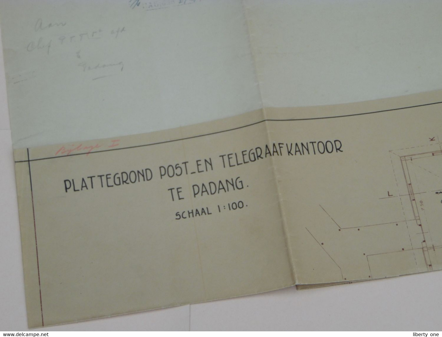 PADANG Indonesia > PLATTEGROND POST En TELEGRAAFKANTOOR ( Scale / Schaal 1:100 ) ( Zie SCANS ) 44 X 67 Cm. ! - World