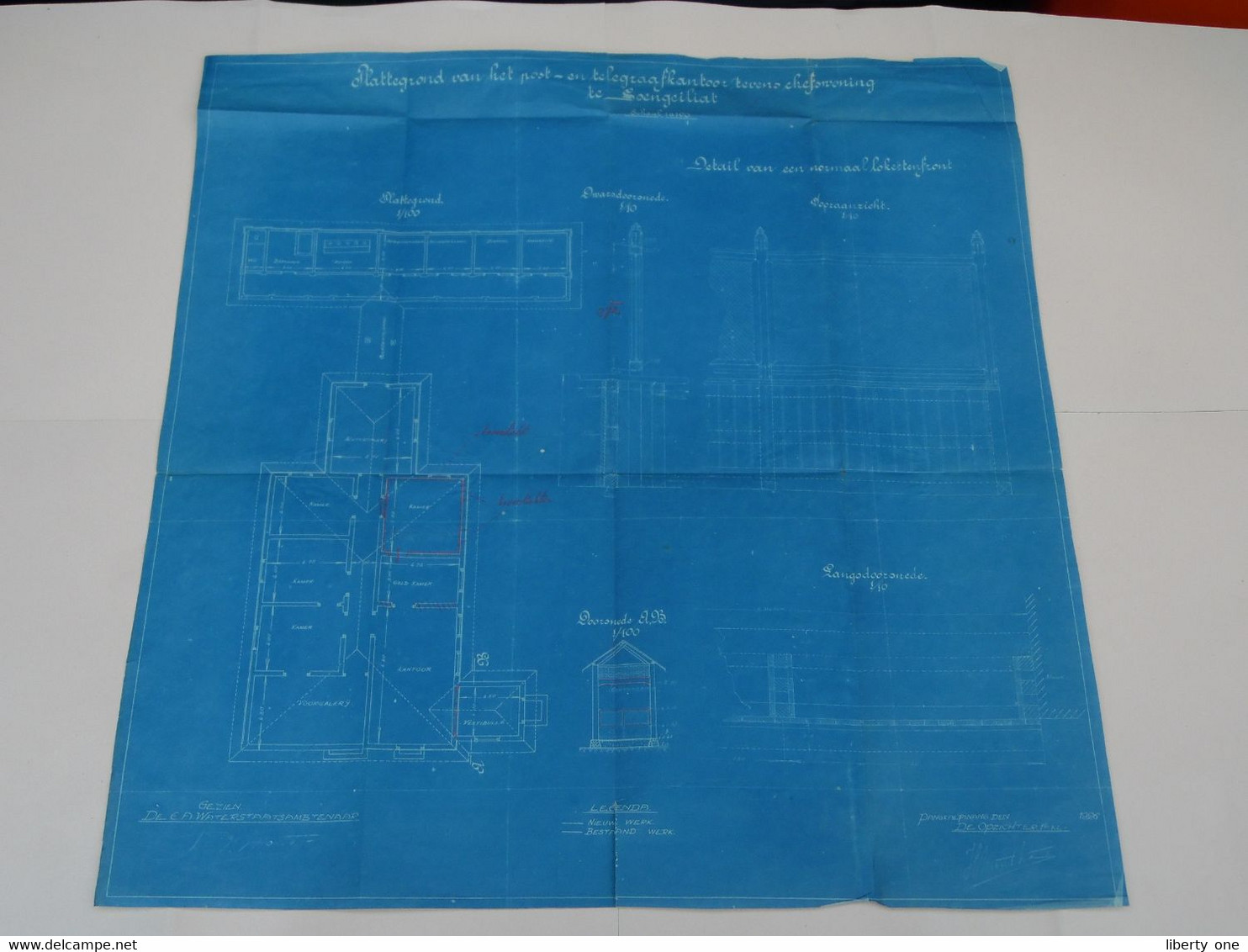 SOENGEILIAT Indonesia > Plattegrond POST En TELEGRAAFKANTOOR ( Schaal 1A100 ) ( Zie SCANS ) 55 X 57 Cm. ! - Wereld