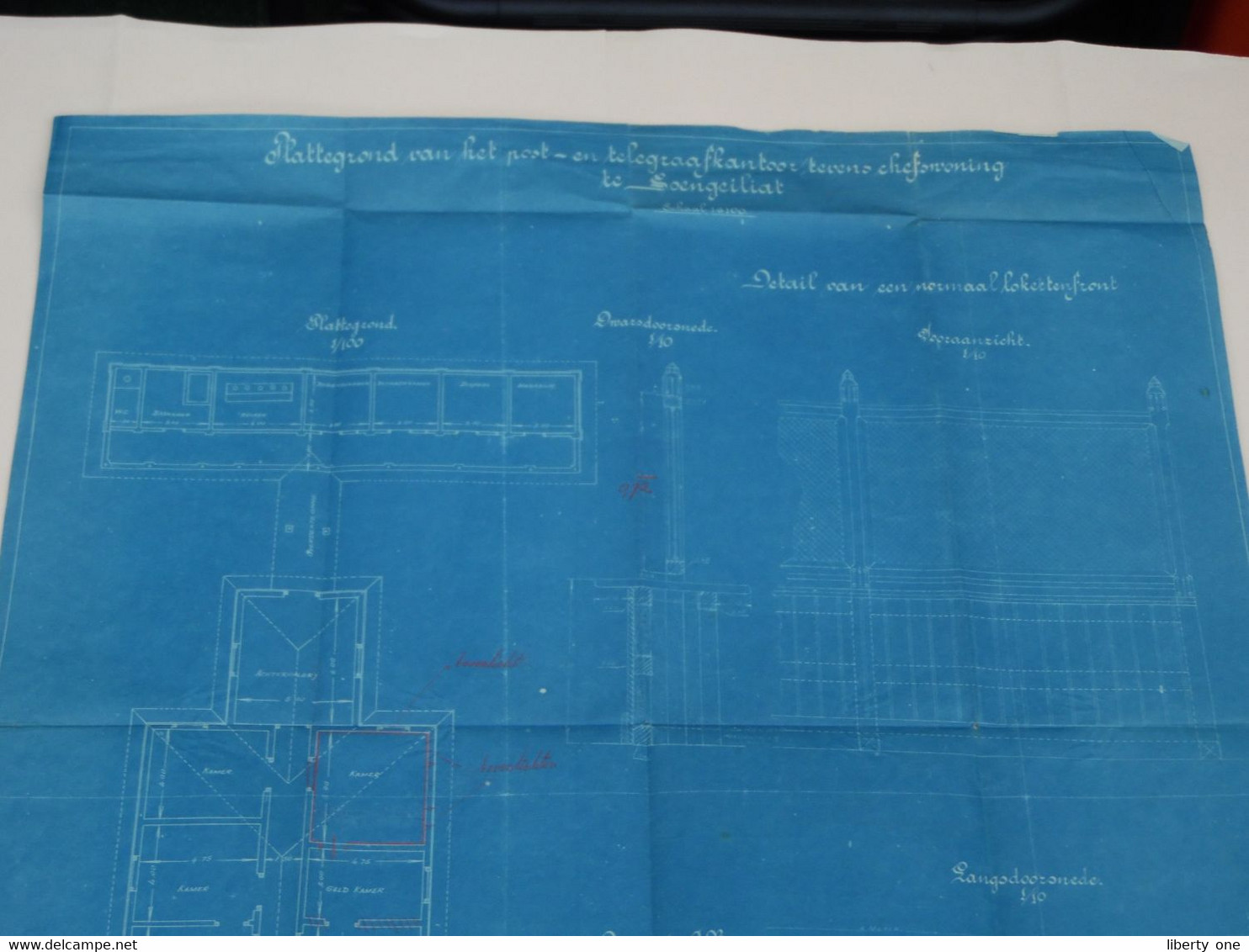 SOENGEILIAT Indonesia > Plattegrond POST En TELEGRAAFKANTOOR ( Schaal 1A100 ) ( Zie SCANS ) 55 X 57 Cm. ! - Mundo