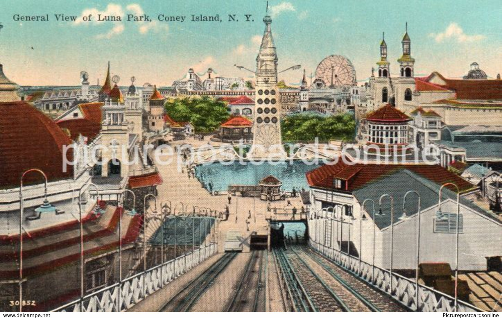 GENERAL VIEW OF LUNA PARK CONEY ISLAND OLD COLOUR POSTCARD NEW YORK USA AMERICA - Orte & Plätze