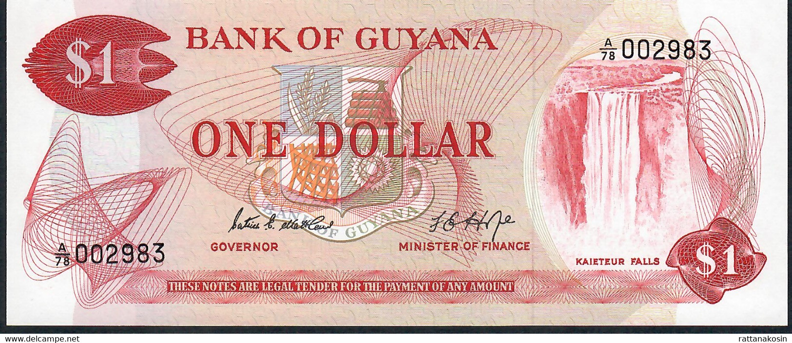 GUYANA P21e 1 DOLLAR 1965 Signature 5  #A/78  UNC. - Guyana