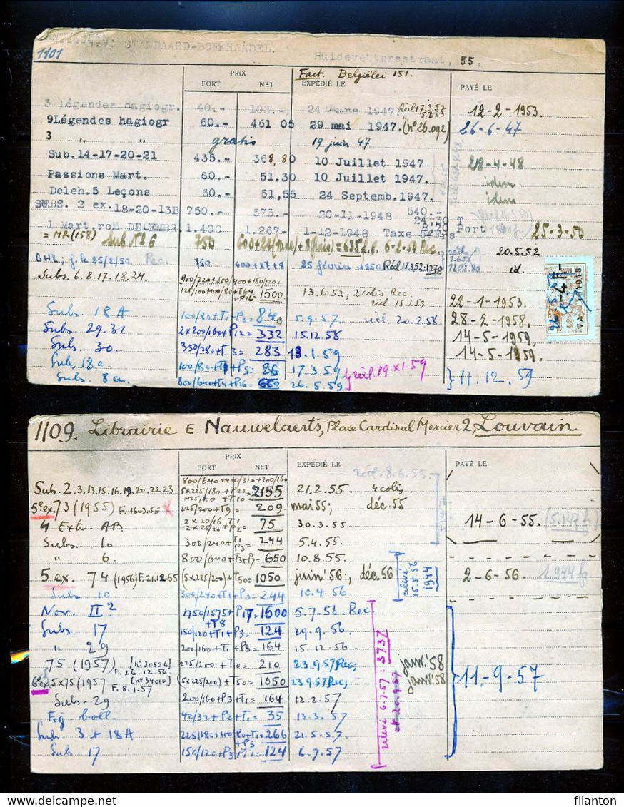 BELGIË  - Fiscale Zegels Op Document (2) (zie Opmerking/voir Remarque) - Boekhandel Nauwelaerts, Leuven - Documents