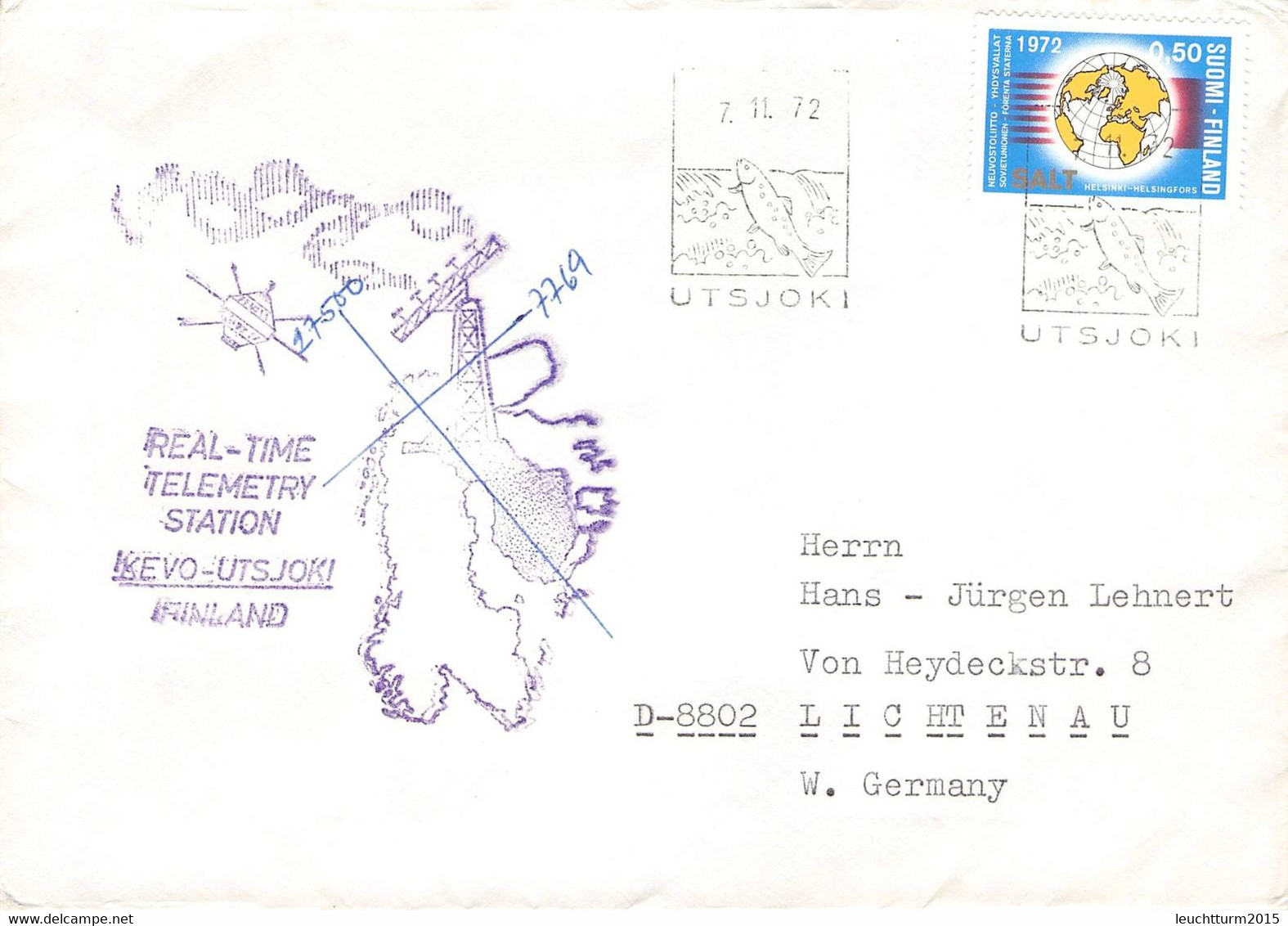 FINLAND - REAL-TIME TELEMETRY STATION KEVO-UTSJOKI 1972 / ZL141 - Storia Postale