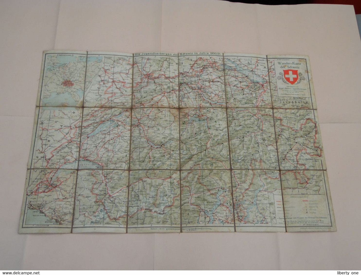 Die JUGENDHERBERGEN Der SCHWEIZ Im Jahre 1930/31 ( Kümmerly & Frey ) Echelle 1/600.000 ( Cotton ) +/- 41 X 61 Cm.! - Europe