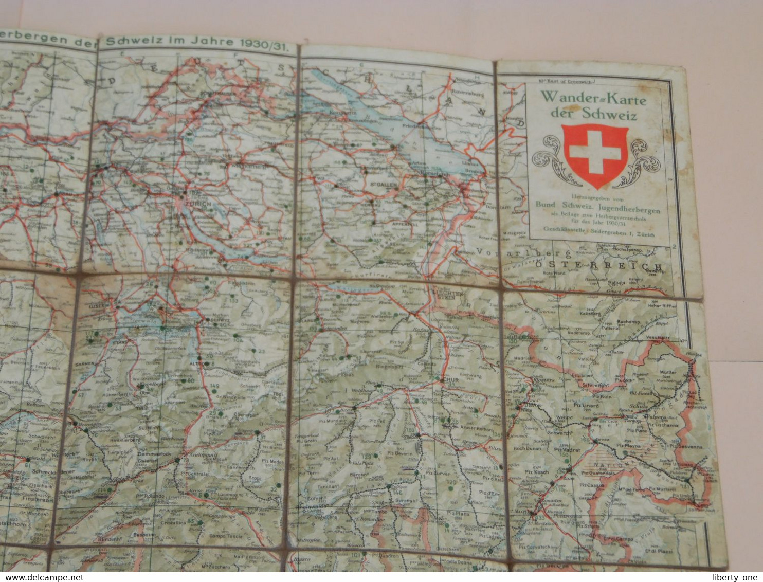 Die JUGENDHERBERGEN Der SCHWEIZ Im Jahre 1930/31 ( Kümmerly & Frey ) Echelle 1/600.000 ( Cotton ) +/- 41 X 61 Cm.! - Europa