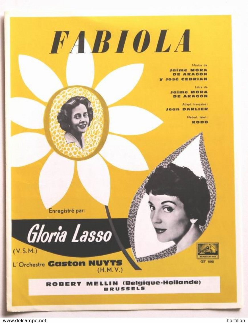 Partition Belge / Vintage Sheet Music GLORIA LASSO : Fabiola - Chansonniers