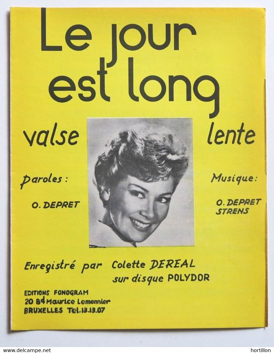 Partition Belge / Vintage Sheet Music COLETTE DEREAL : Le Jour Est Long - Jazz