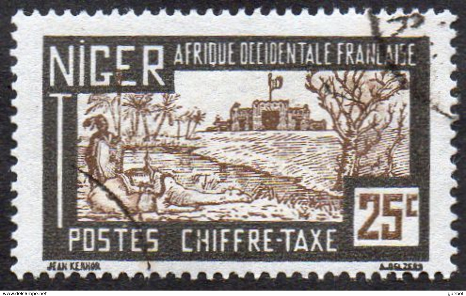 Niger Obl. N° Taxe 15 - Chameau Baraqué 25c Noir Et Sépia - Used Stamps