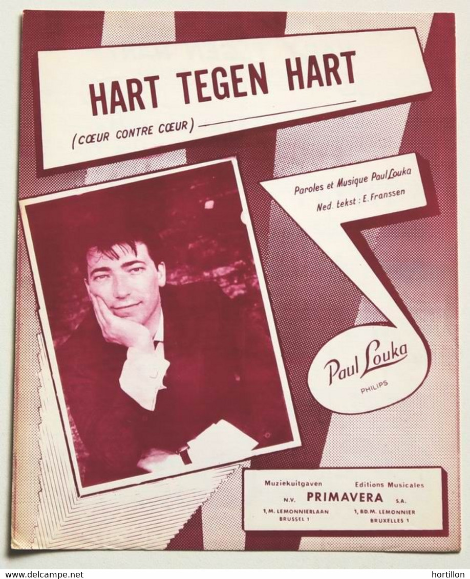 Partition Belge Ancienne Vintage Sheet Music PAUL LOUKA : Hart Tegen Hart * 60's Belgian - Chansonniers