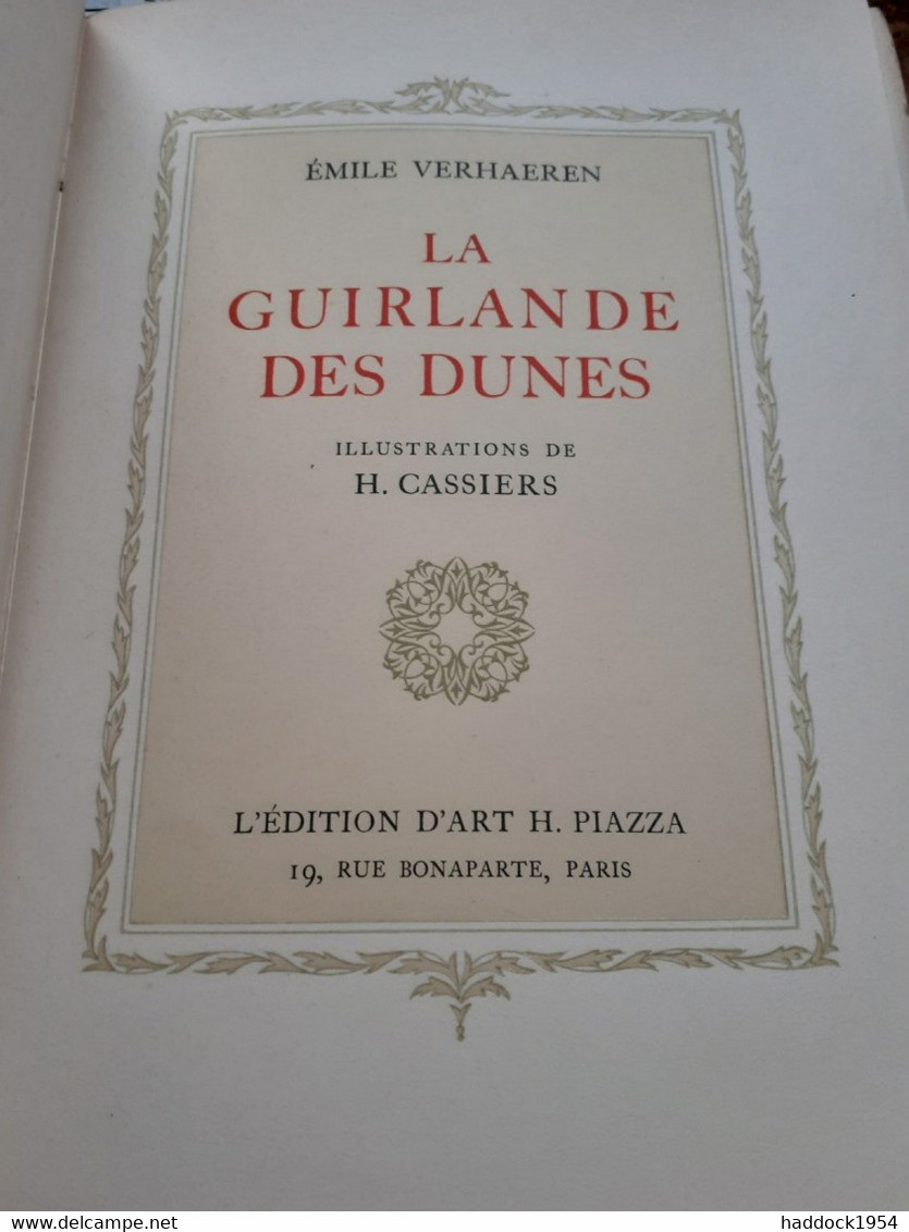 La Guirlande Des Dunes EMILE VERHAEREN Piazza 1927 - Auteurs Belges