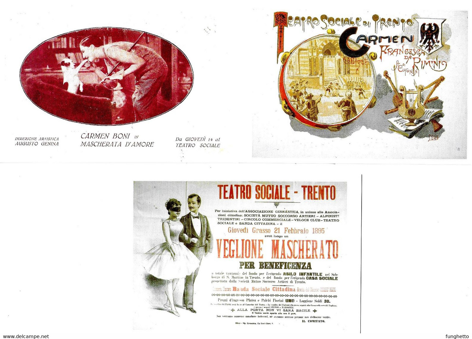 TRENTO - Ristampa Di 12 Cartoline Di Veglioni Del Teatro Sociale Anni 1895 -1952. 2° Serie . Edizione Anno 2000 - Einweihungen