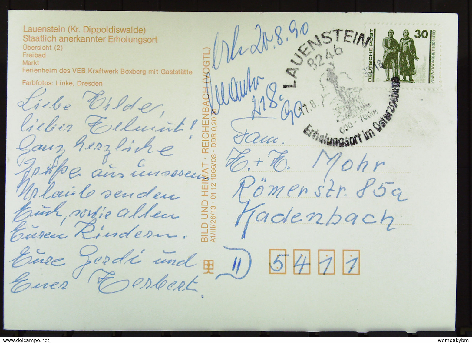 DDR: Ansichtskarte Von Lauenstein (Kr. Dippoldiswalde Mit 5 Ansichten SoSt. Lauenstein Vom 17.8.90 - Lauenstein