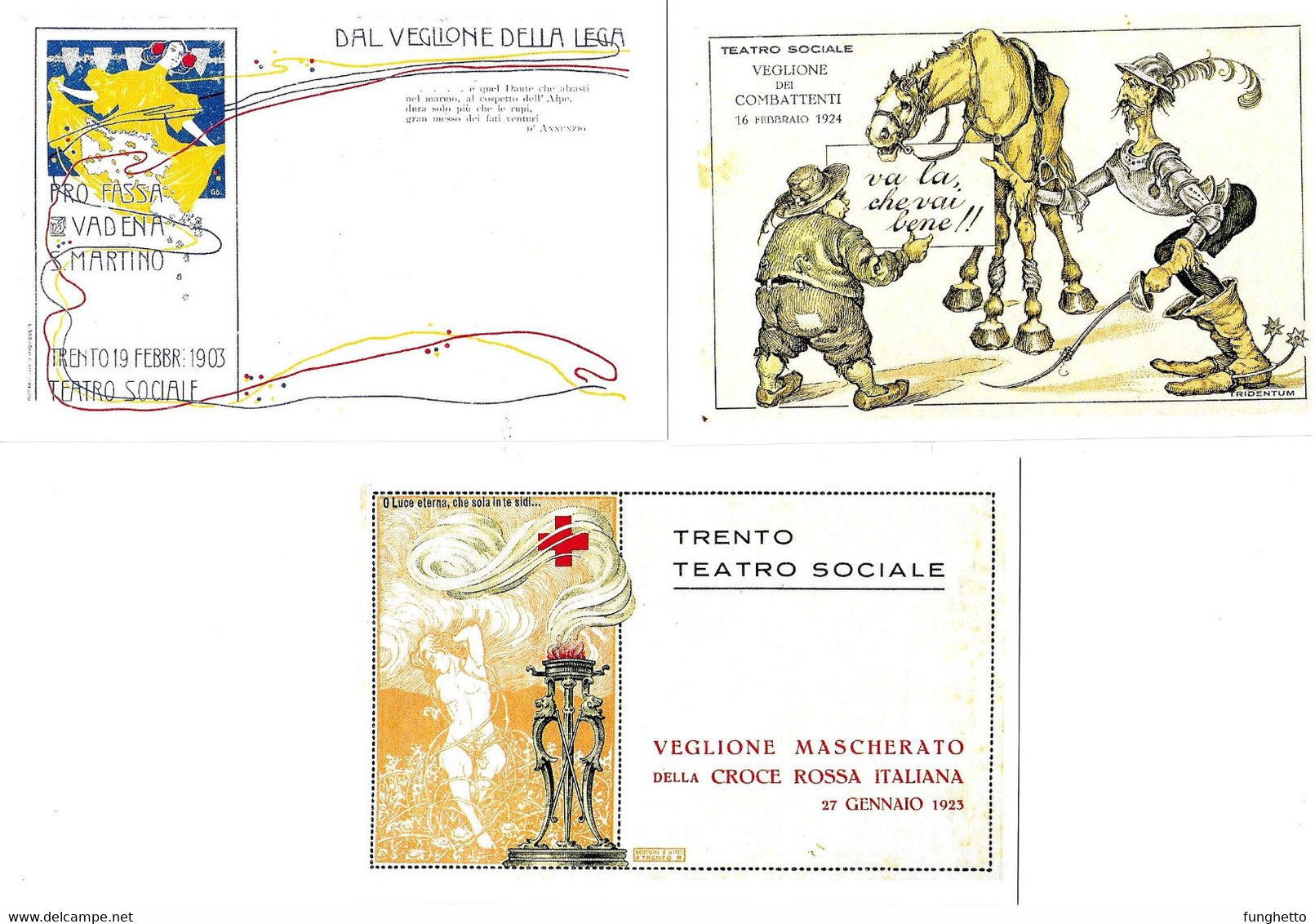 TRENTO - Ristampa Di 12 Cartoline Di Veglioni Del Teatro Sociale Anni 1903 -1924. 1° Serie . Edizione Anno 2000 - Empfänge