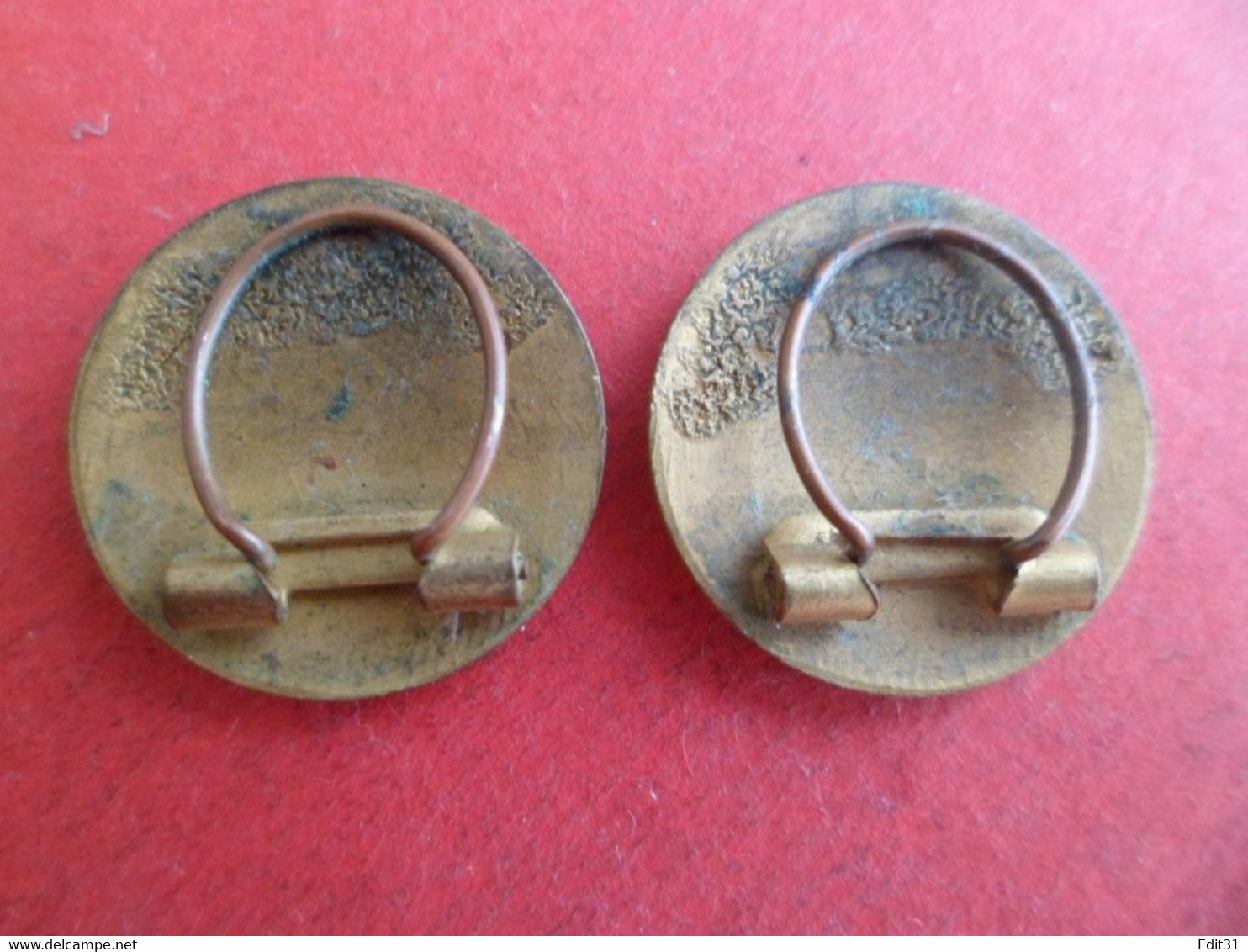 Ancienne Paire De Boucles Oreilles Cuivre Email EGF Dragon De Feu - Fixation Par Pincement De L'anneau - " Chine " - Earrings