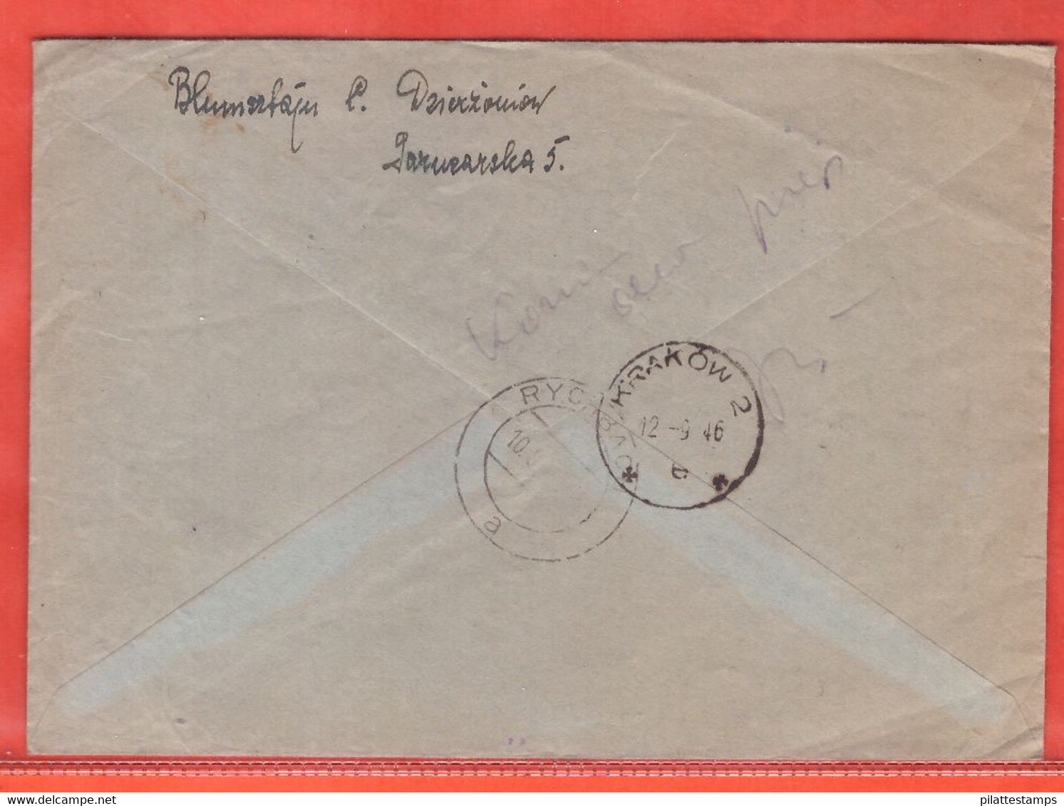 POLOGNE LETTRE RECOMMANDEE DE 1946 DE RYCHBACH POUR PARIS FRANCE - Frankeermachines (EMA)