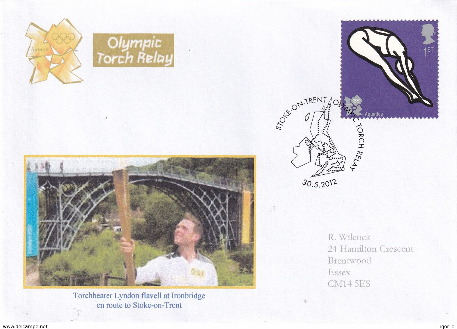 United Kingdom UK 2012 Cover: Olympic Games London Torch Relay; Iron Bridge En Route To Stoke On Trent; Diving - Zomer 2028: Los Angeles