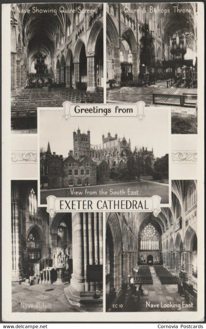 Greetings From Exeter Cathedral, Devon, 1957 - Jarrold RP Postcard - Exeter