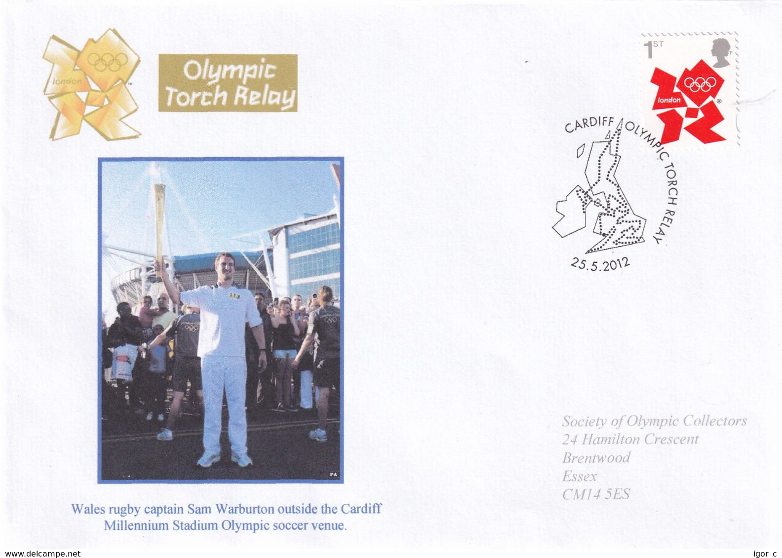 United Kingdom UK 2012 Cover: Olympic Games London Torch Relay; Rugby Wales; Millenium Stadium Cardiff Football Venue - Summer 2028: Los Angeles