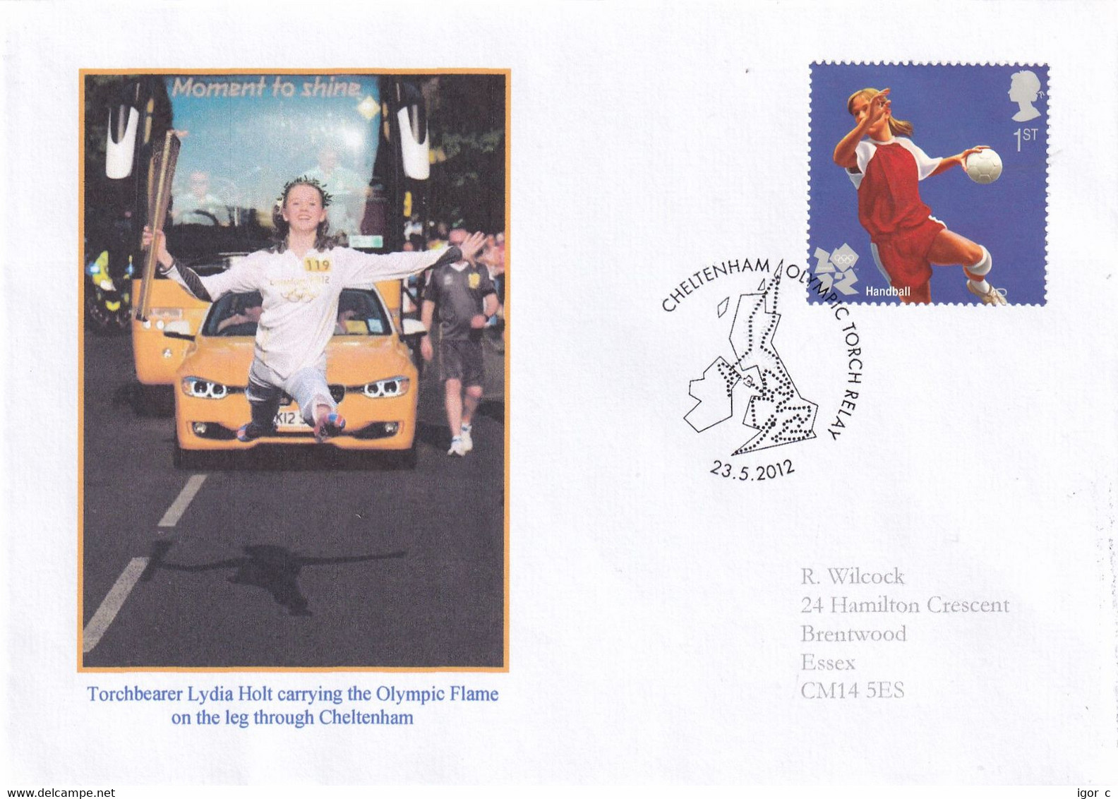 United Kingdom UK 2012 Cover: Olympic Games London Torch Relay; Cheltenham Stage; Torchbearer Lydia Holt - Zomer 2028: Los Angeles