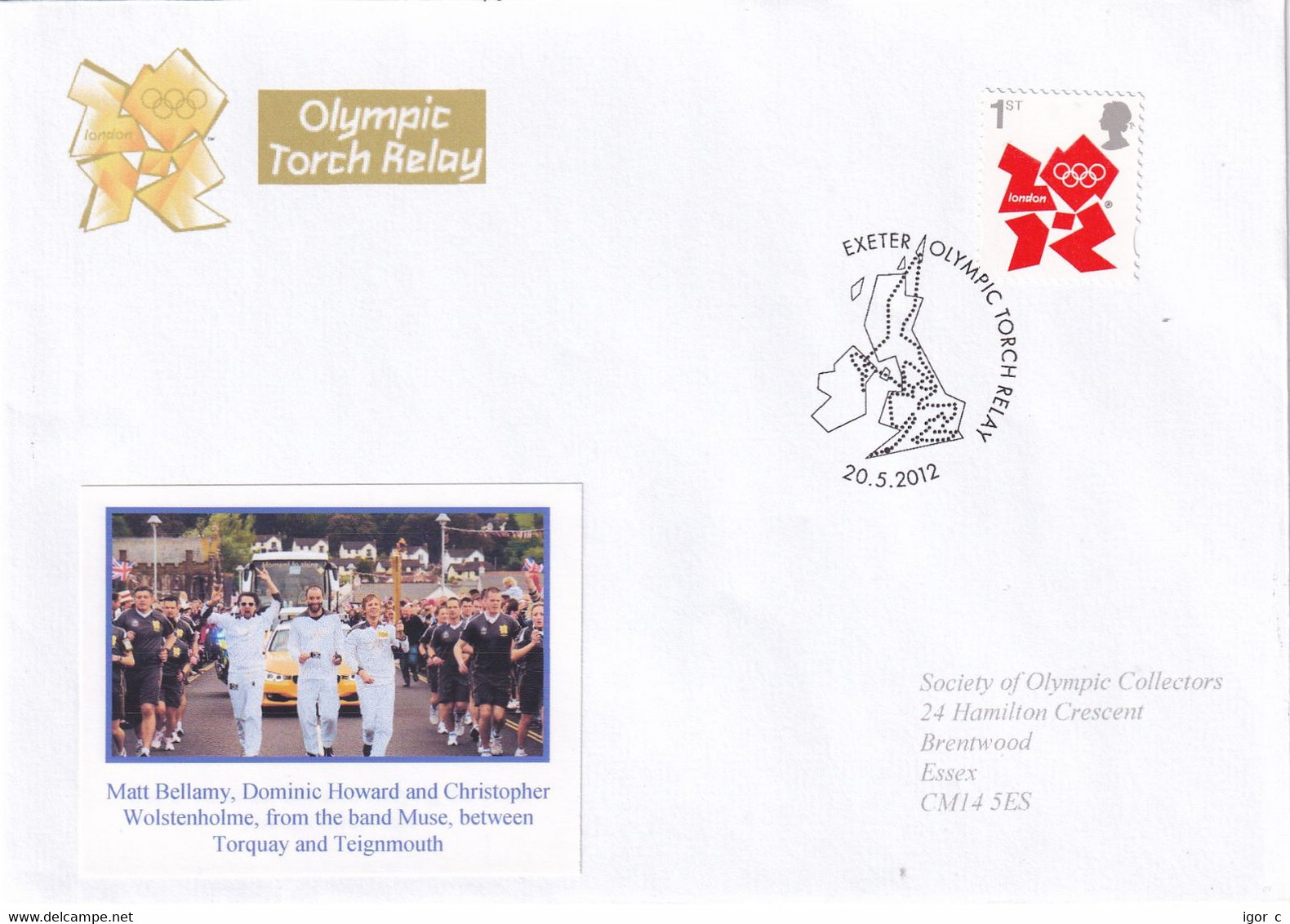 United Kingdom UK 2012 Cover Olympic Games London Torch Relay Torquay - Teignmounth; Music Muse Band; Exeter - Verano 2028 : Los Ángeles