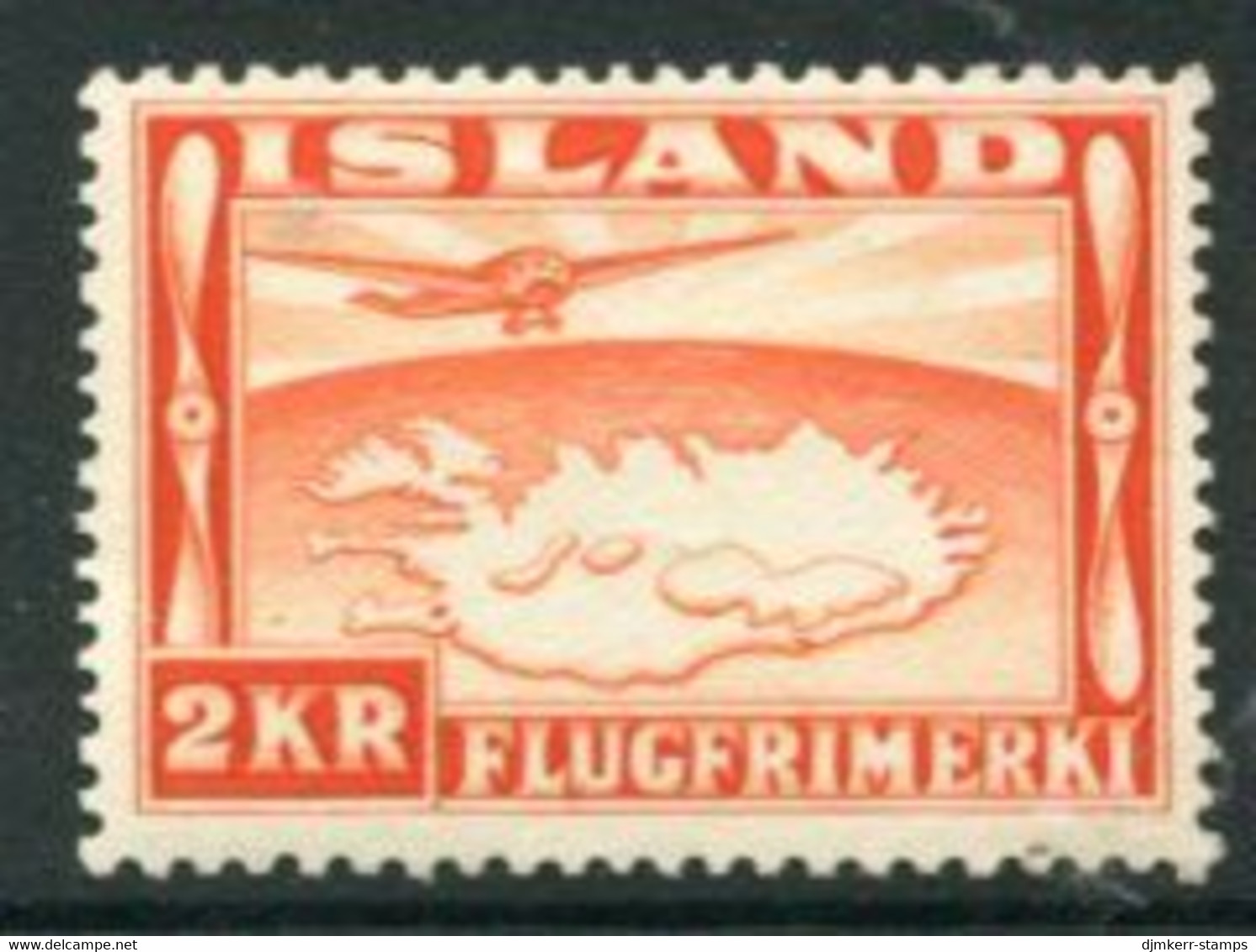 ICELAND 1934 Airmail 2 Kr. LHM / *,.   Michel 180 - Ungebraucht