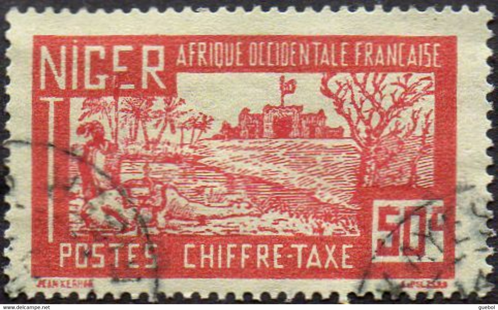 Niger Obl. N° Taxe 17 - Chameau Baraqué Le 50c Rouge Sur Verdâtre - Used Stamps