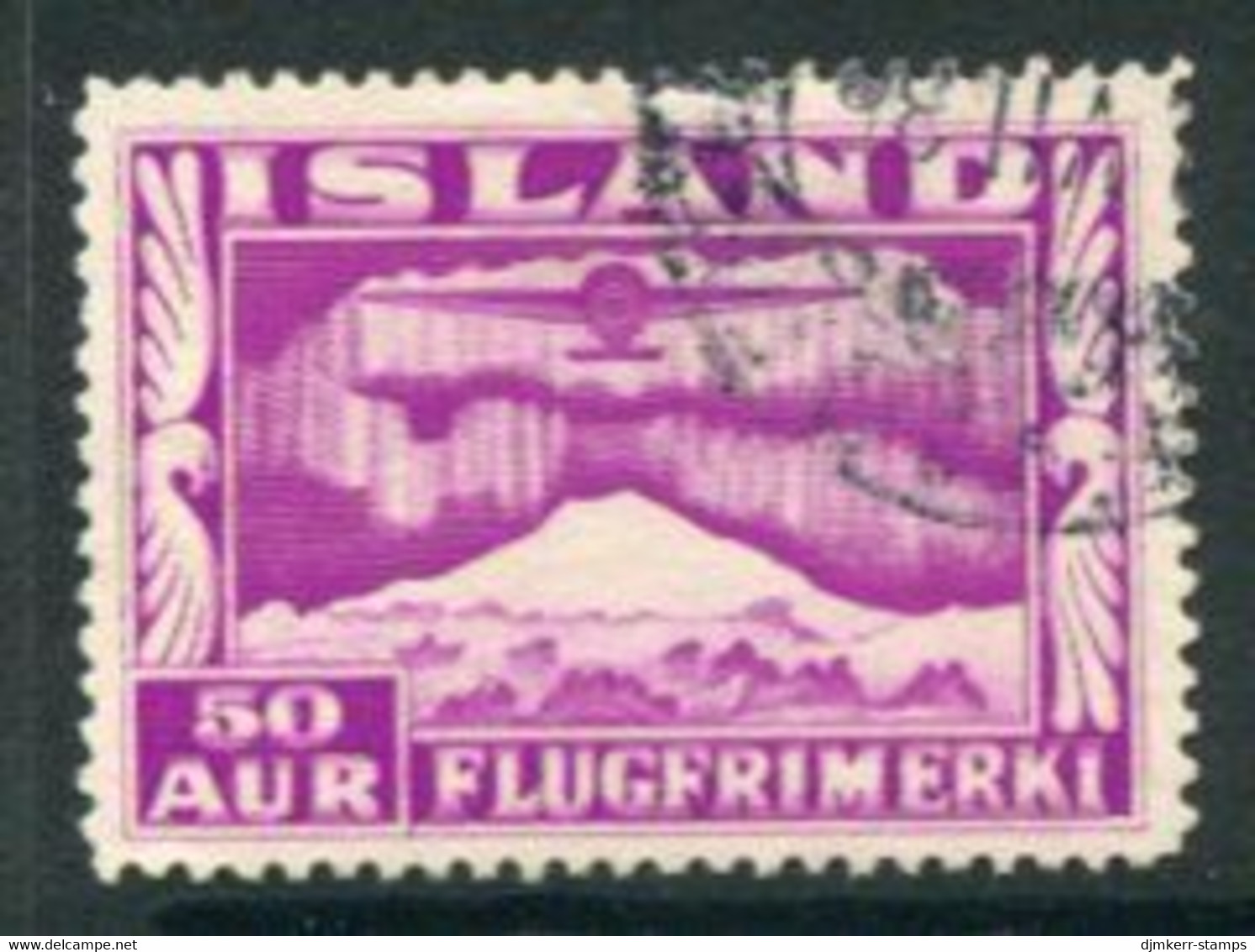 ICELAND 1934 Airmail 50 Aur. Used,.   Michel 178 - Used Stamps