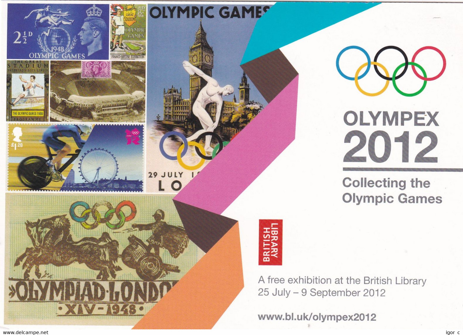 United Kingdom UK 2012 Card: Olympic Games London; Olympex 2012 STADION E20 CANCELLATION; Diving; Chatiot Race Cycling - Eté 2028 : Los Angeles