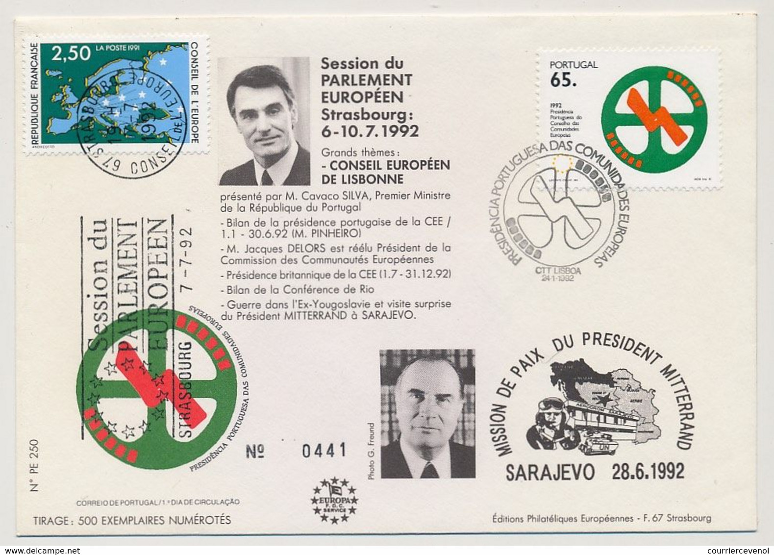 PORTUGAL / FRANCE - Présidence Portugaise Des Communications Européennes - 24/1/1992 - Storia Postale