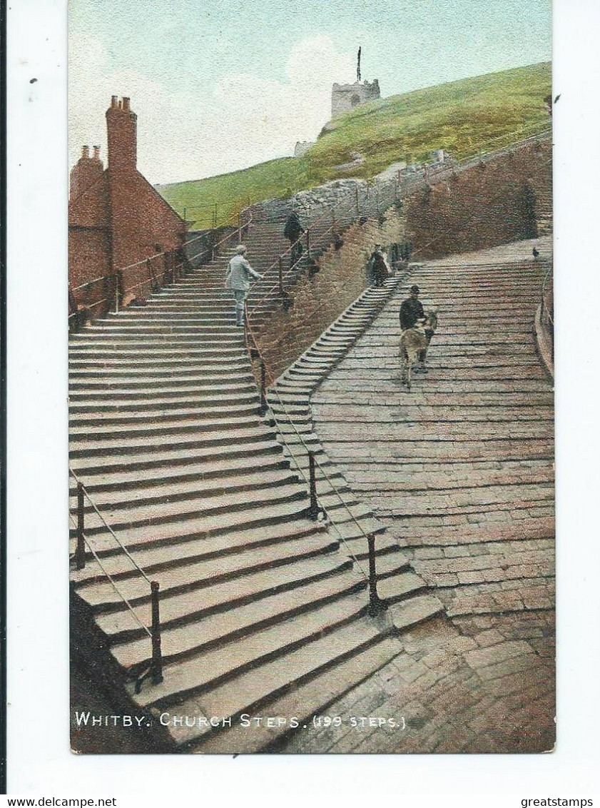 Whitby Yorkshire Postcard Church Steps Unused - Whitby