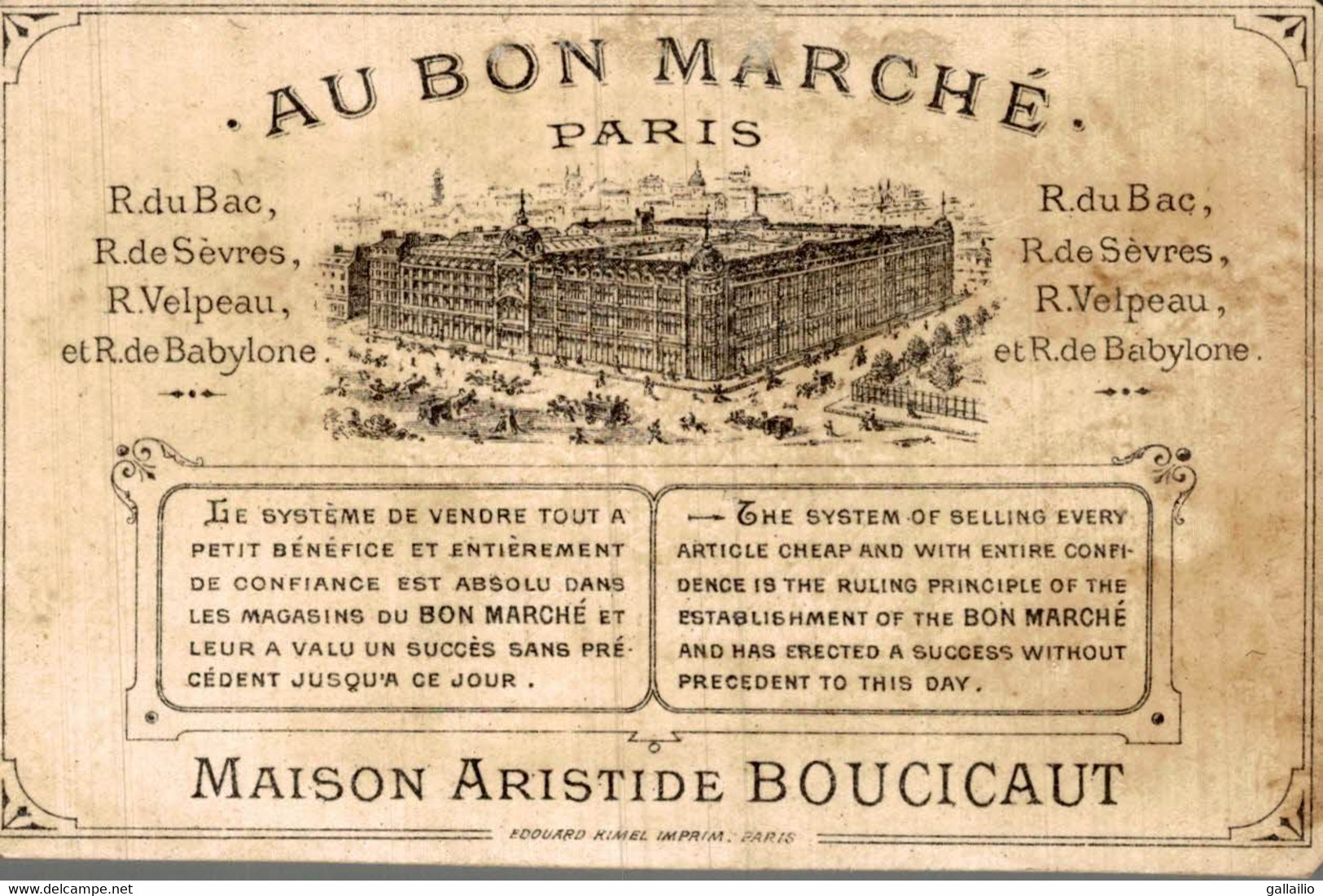 CHROMO AU BON MARCHE TIMBRE ANGLETERRE - Au Bon Marché