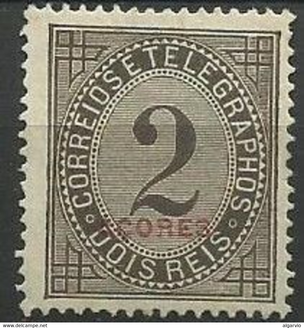 Açores 1885 Taxa Tel. 2rs Preto #51 Novo S/goma - L38 - Unused Stamps