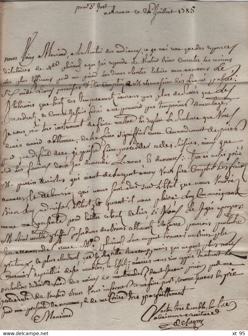Roanne - Rhone - 1785 - Mention Manuscrite Route De Dijon - 1701-1800: Voorlopers XVIII